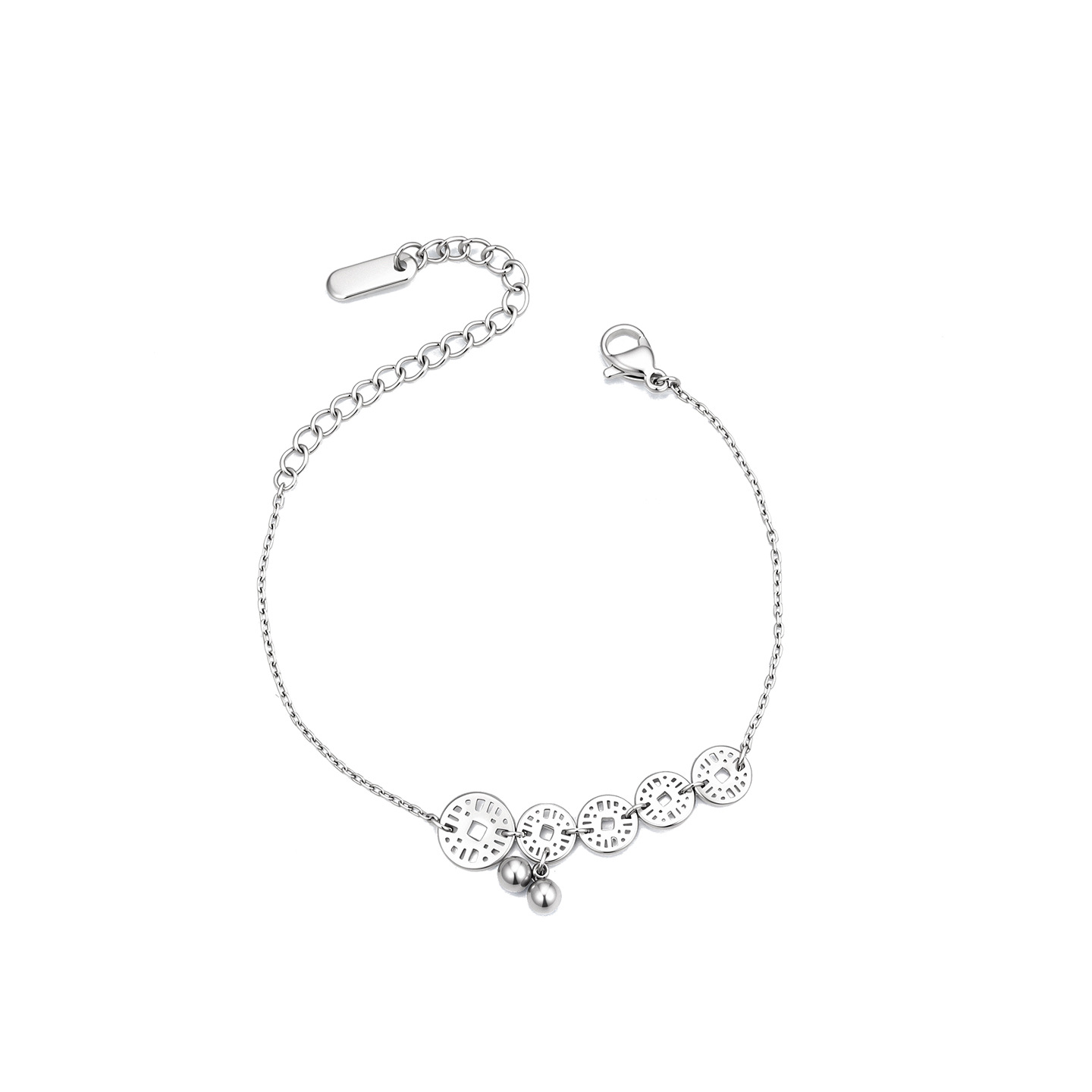 Xuping acero inoxidable geométrico redondo moneda de cobre pulsera bolas fresa nicho personalidad ganchos de langosta joyas al por mayor mujeres