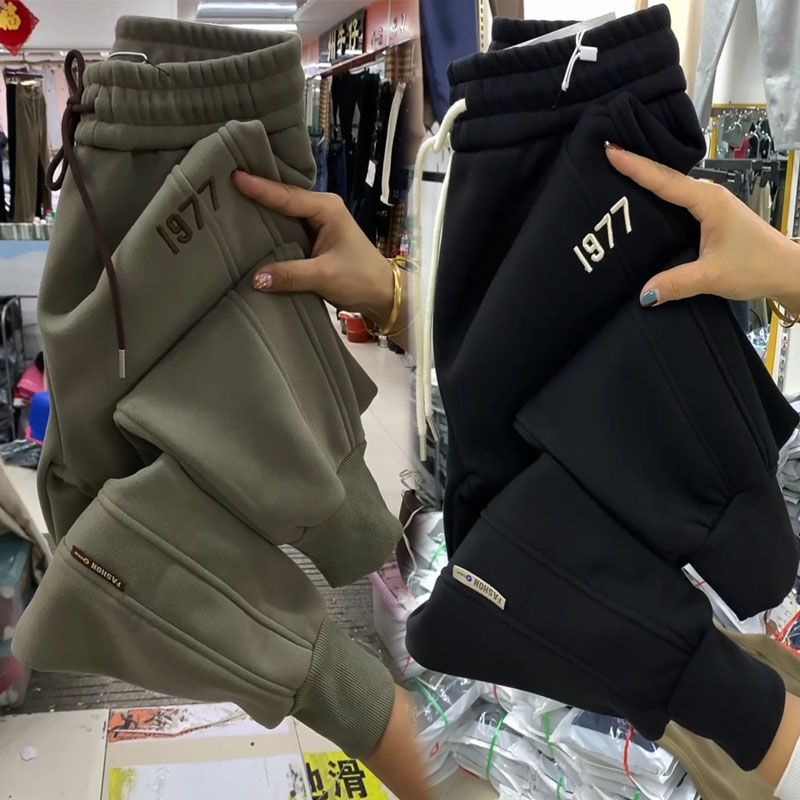Cross-border Casual Autumn and Winter fleece-lined Thickened 1977 Women's Pants Sweatpants Fashion Sports Harlan Pants