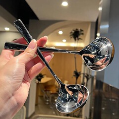 勺子不锈钢高颜值加厚大头勺长柄盛汤家用火锅厨具烹饪勺大汤勺