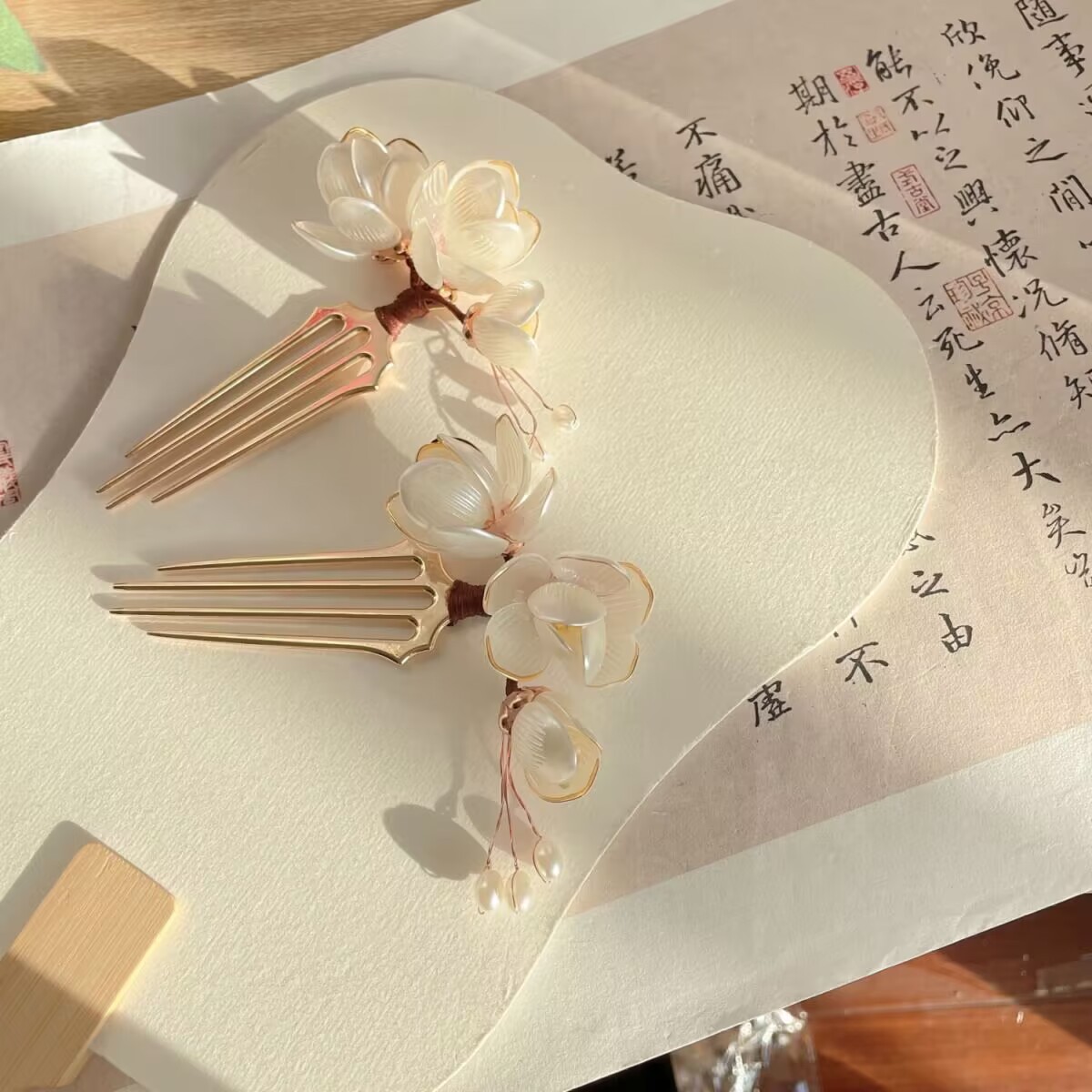 汉服头饰古风超仙明制发梳玉兰花仙气梳子古装饰品-阿里巴巴