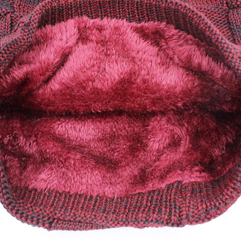 Mixed color knitted for men women in autumn winter, plush and thick windproof hat, pullover hat_viptrois.com