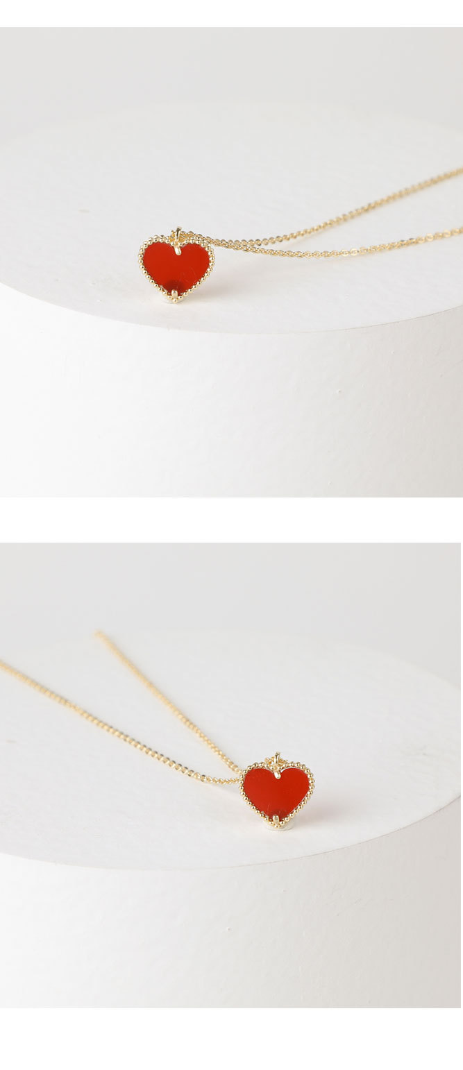 New heartshaped diamond pendant female copper necklacepicture2