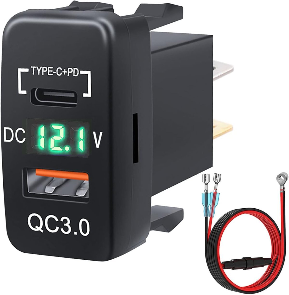 Suitable for Toyota Old Car Modified Car Mobile Phone Charger with Pd3.0+Qc3.0 Digital Display Voltmeter