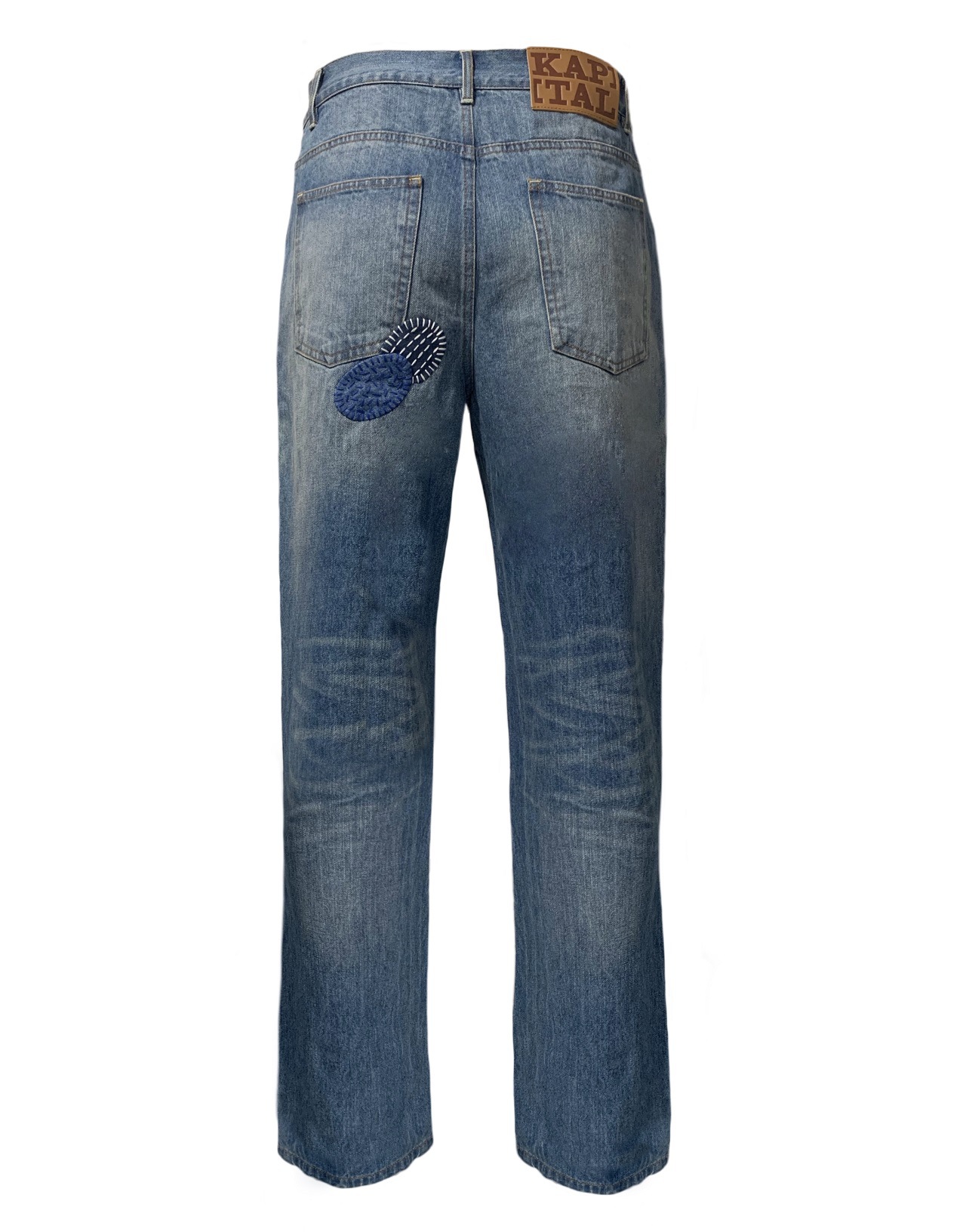 KAPITAL VINTAGE Kazuhiro Hirata ins style cactus embroidery handmade patch loose large size jeans_voghion.com