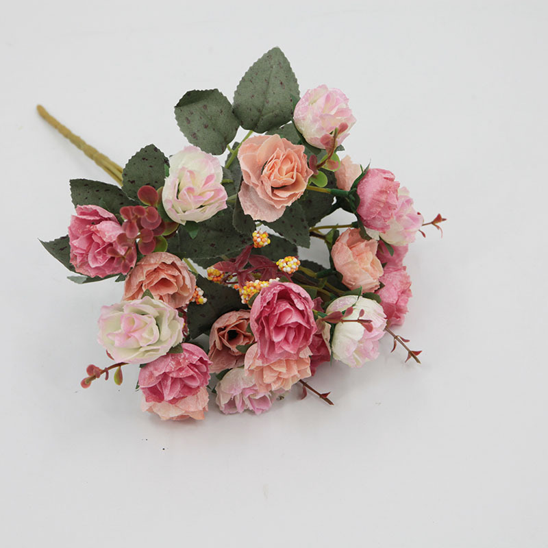 Artificial Flowers 21-Head Diamond Rose Autumn Rose Bouquet Wedding Home Armrest Decoration Fake Flower Ornaments Wholesale