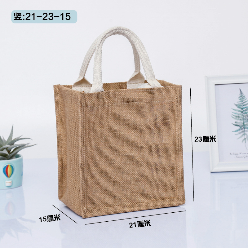 En stock yute bolso empresa regalo publicidad bolsa de lino en blanco DIY algodón y lino bolsa de compras de impresión al por mayor