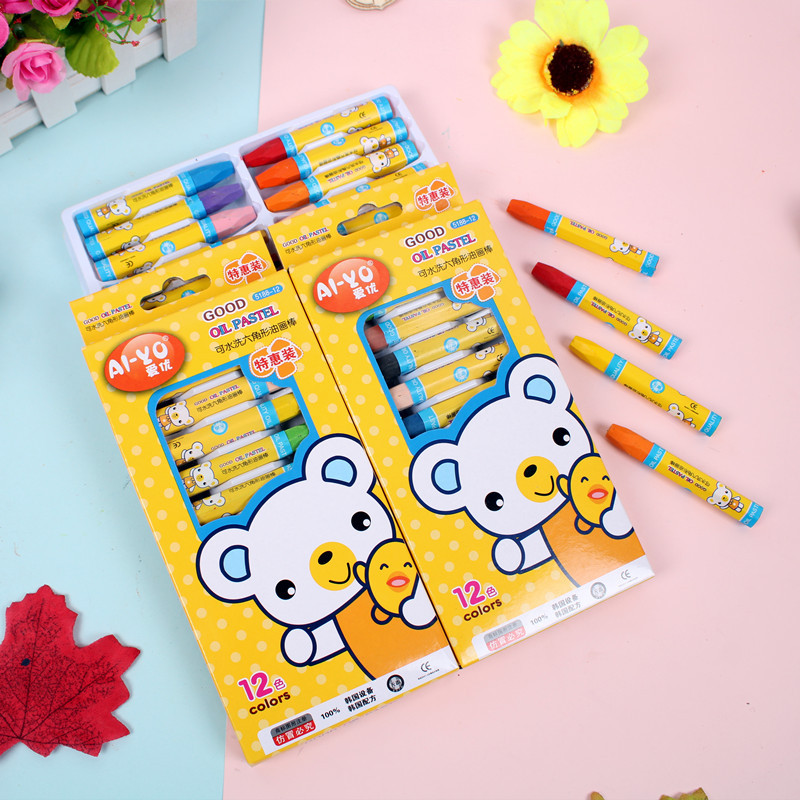 Venta al por mayor lavable pintura al óleo palo estudiante pintura cepillo traje dibujos animados niños color pluma crayón graffiti color pintura palo