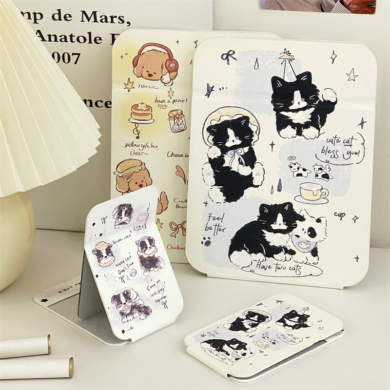 Espejo plegable de oficina, espejo portátil, dormitorio, hermoso espejo de maquillaje de escritorio.