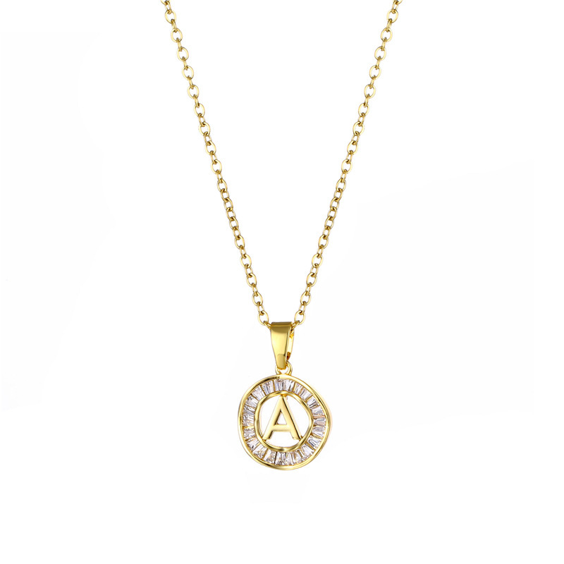 Fashion Letter Copper Plating Inlay Zircon Pendant Necklace 1 Piece