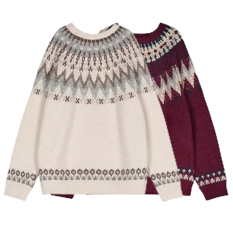 Cross-Border Popular European Size Large Size Fair Isle Jacquard Sweater Men's Christmas Atmosphere Outer Wear Factory Wholesale Cross-Border Popular European Size Large Size Fair Isle Jacquard Sweater Men's Christmas Atmosphere Outer Wear Factory Wholesale
