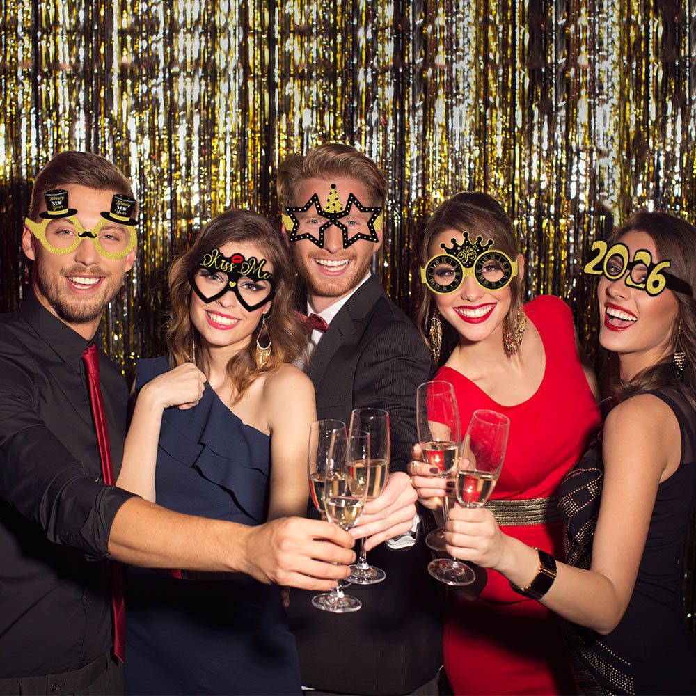 Gafas de decoración de fiesta de día de Año Nuevo europeo y americano decoración de Año Nuevo Feliz Año Nuevo gafas de papel