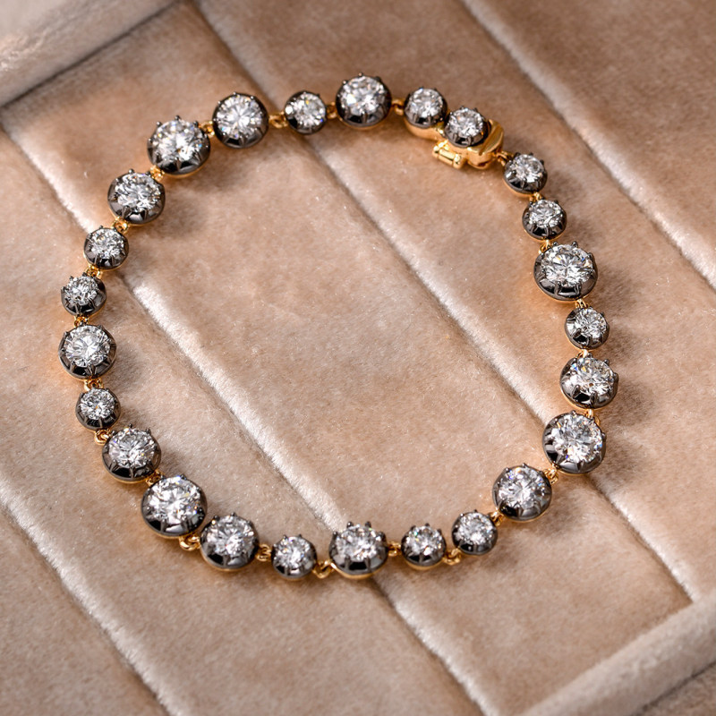 18K Gold Cultured Diamond Bracelet Black Gold Jm Same Style 9K Gold 14K Au750 Pt950 Platinum Export Jewelry Factory
