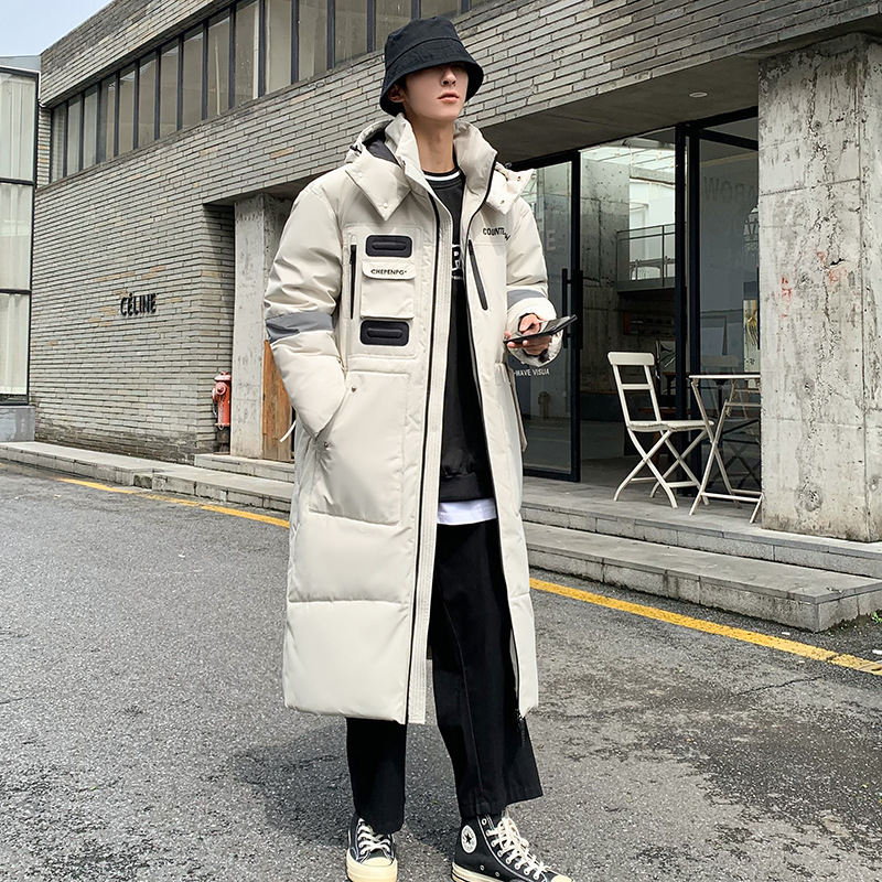 跨境外贸中长款情侣冬季新款羽绒服加厚长款过膝潮流潮牌男士外套