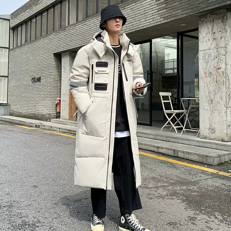 跨境外贸中长款情侣冬季新款羽绒服加厚长款过膝潮流潮牌男士外套