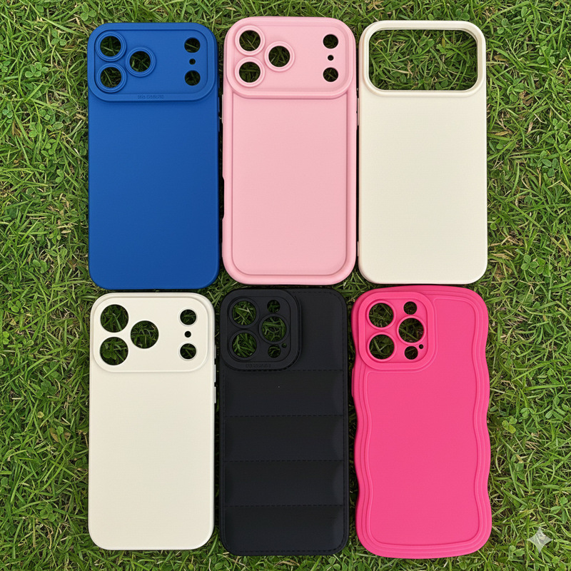 Apple 17, 16Promax, 17 Pupil-Eye Diamond Sand Large Wave down Jacket Leather Texture Rubik's Cube Tpu Phone Case