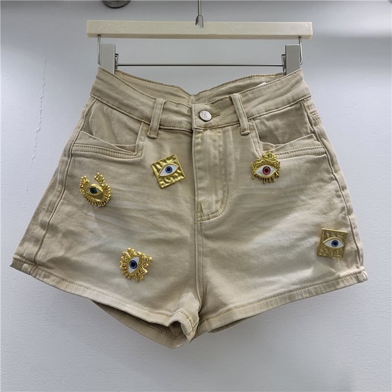 Pantalones Cortos de Mezclilla de Poliéster con Botones para Verano image 4