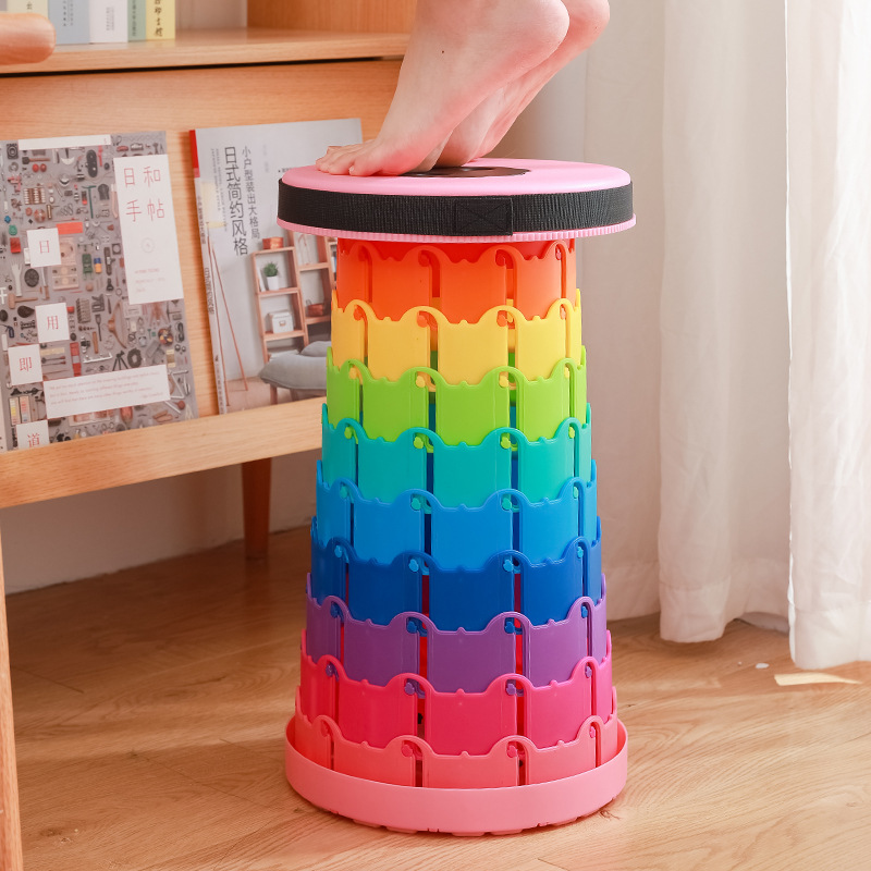 Taburete arco iris retráctil pequeño banco doméstico taburete de pesca ajustable portátil al aire libre asiento de cola de mano Maza