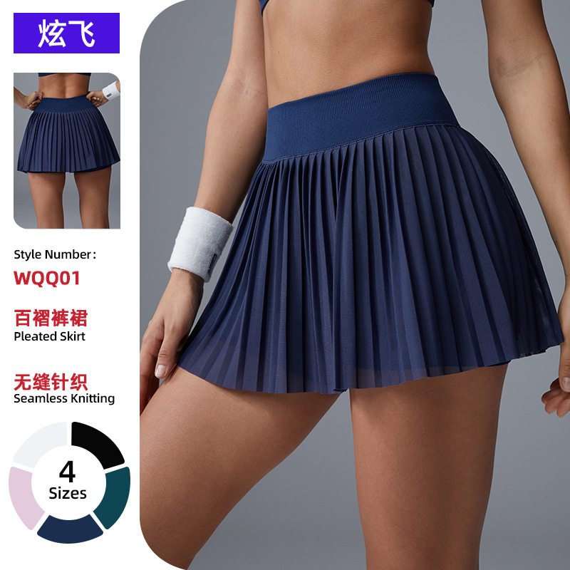 Summer Running Sports Tennis Culottes Breathable Skirt Women's Quick-Drying Short Yoga Skirt Anti-Exposure Mini Skirt