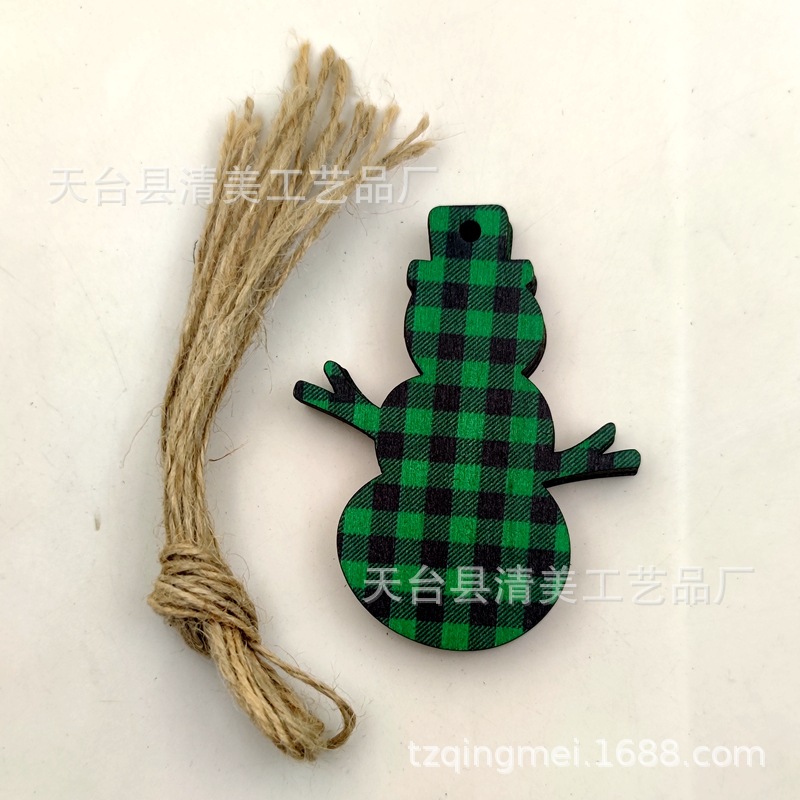 33 modelos de cuadros verdes y negros serie navideña piezas de madera colgante de decoración navideña se pueden combinar libremente 10 piezas en un paquete