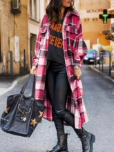 S 11464 Long Sleeve Plaid Shirt Coat ������ӳ������� �羳ר