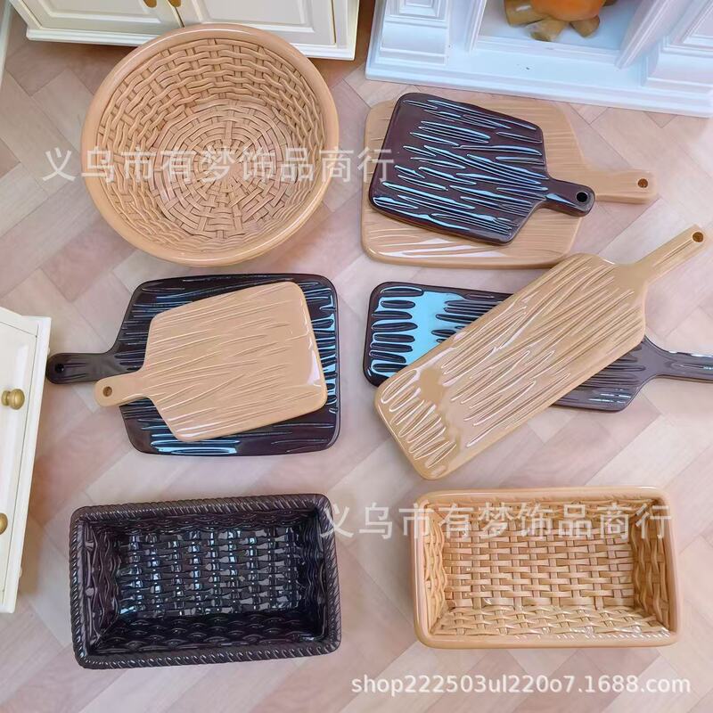 Simulated miniature food toy bread basket tray dinner plate DIY cream decoration accessories handmade fridge magnet material ornament Simulated miniature food toy bread basket tray dinner plate DIY cream decoration accessories handmade fridge magnet material ornament