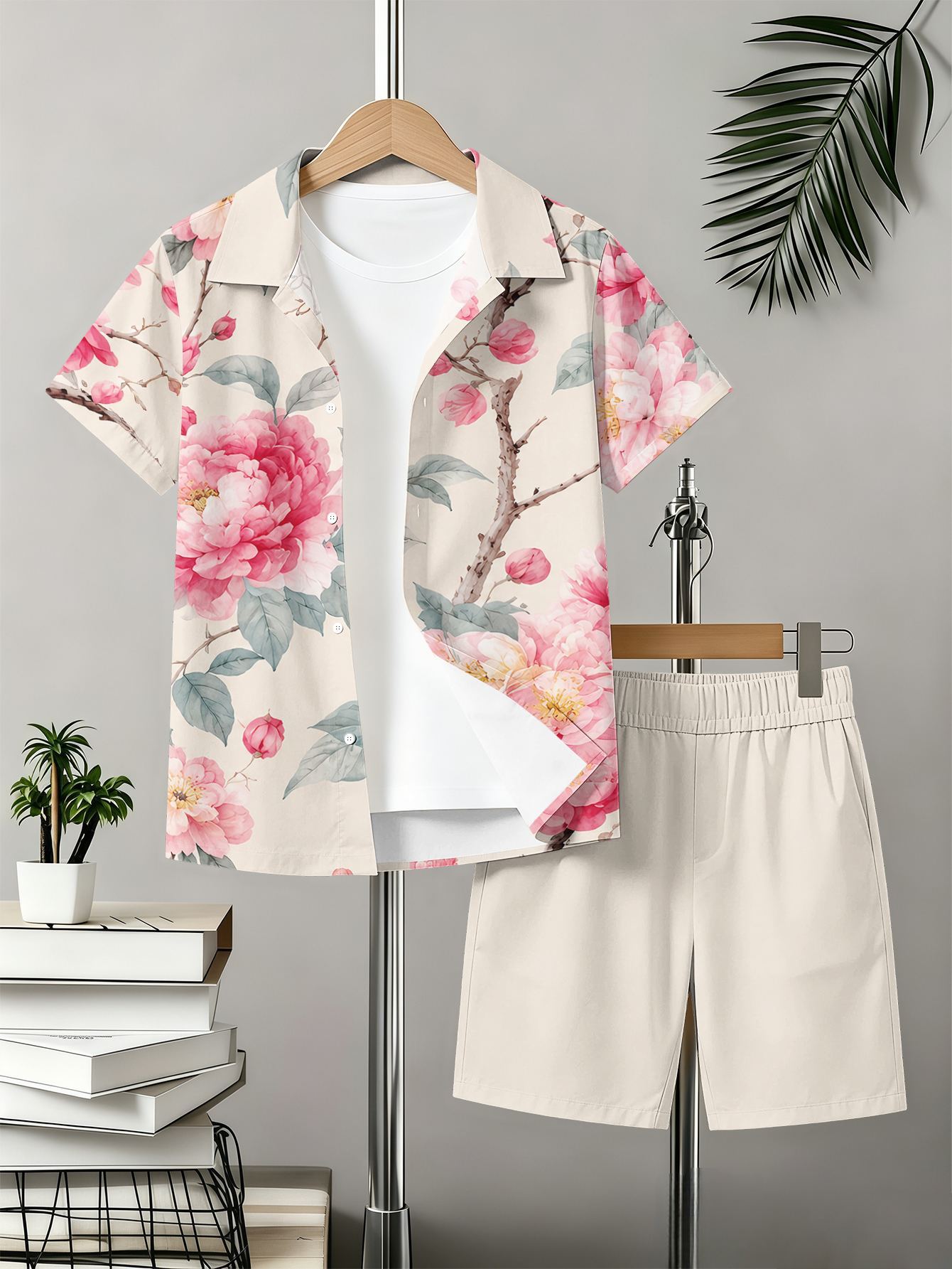 Zomer set voor jongens met overhemd en shorts met 3d print_voghion.com
