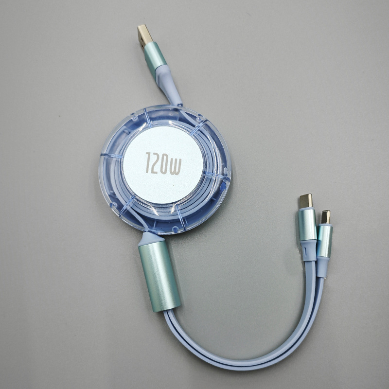 Huawei Apple 14/16 Type-c 格納式 2 対 2 車高速充電ケーブルに適した透明な 120W データケーブル|undefined