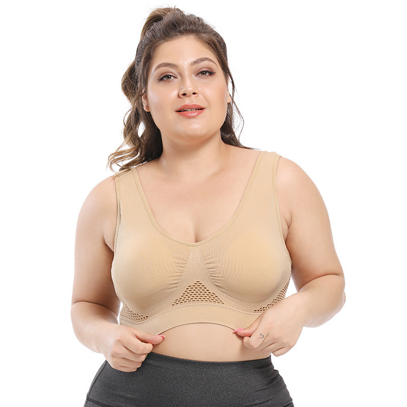 Sujetador deportivo 6 color hueco de malla transpirable agujero más tamaño Sujetador deportivo yoga de las mujeres corriendo ropa interior deportiva