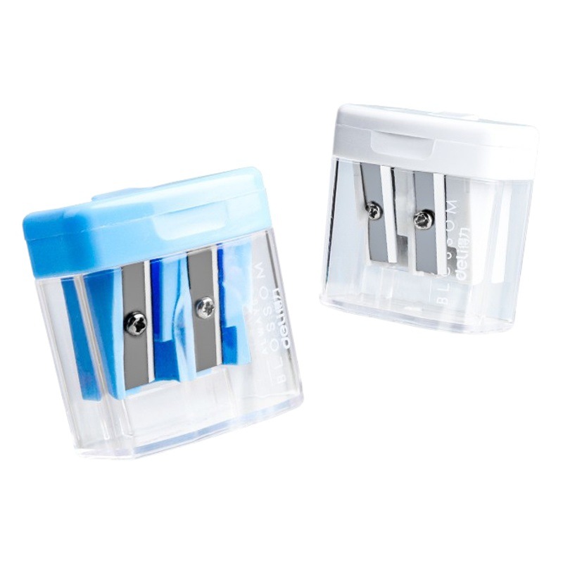 Deli Sacapuntas de lápiz para niños de doble agujero de la pluma de giro de la escuela primaria de jardín de infantes manual de afilado negrita sacapuntas especiales al por mayor