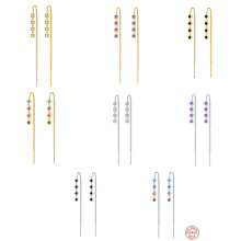 S925纯银韩版轻奢镶钻流苏耳线耳环欧美热销潮流个性INS耳扣耳饰