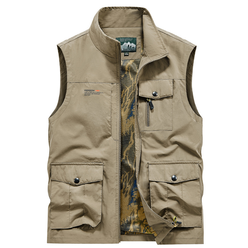 Nuevo chaleco de hombre casual chaleco de cuello al aire libre chaleco de fotografía chaleco de primavera y otoño chaleco de cuello de hombre chaqueta