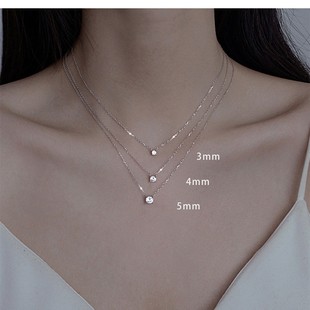 S925 Sterling Silver Necklace Women's Four-Claw Single Diamond Zircon Ins Style Accessible Luxury Simple New Cross-Border Amazon Hot Sale