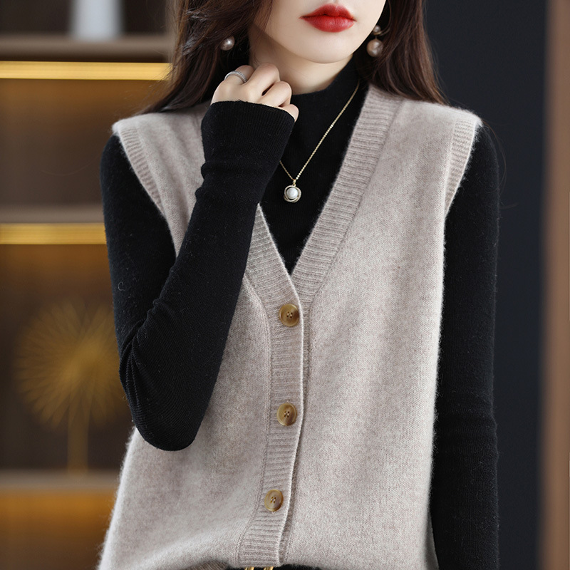 2026 Autumn Women's Knitted Vest Cardigan V-Neck Buttoned Cardigan Vest Jacket Wholesale Dropshipping 2026 Autumn Women's Knitted Vest Cardigan V-Neck Buttoned Cardigan Vest Jacket Wholesale Dropshipping