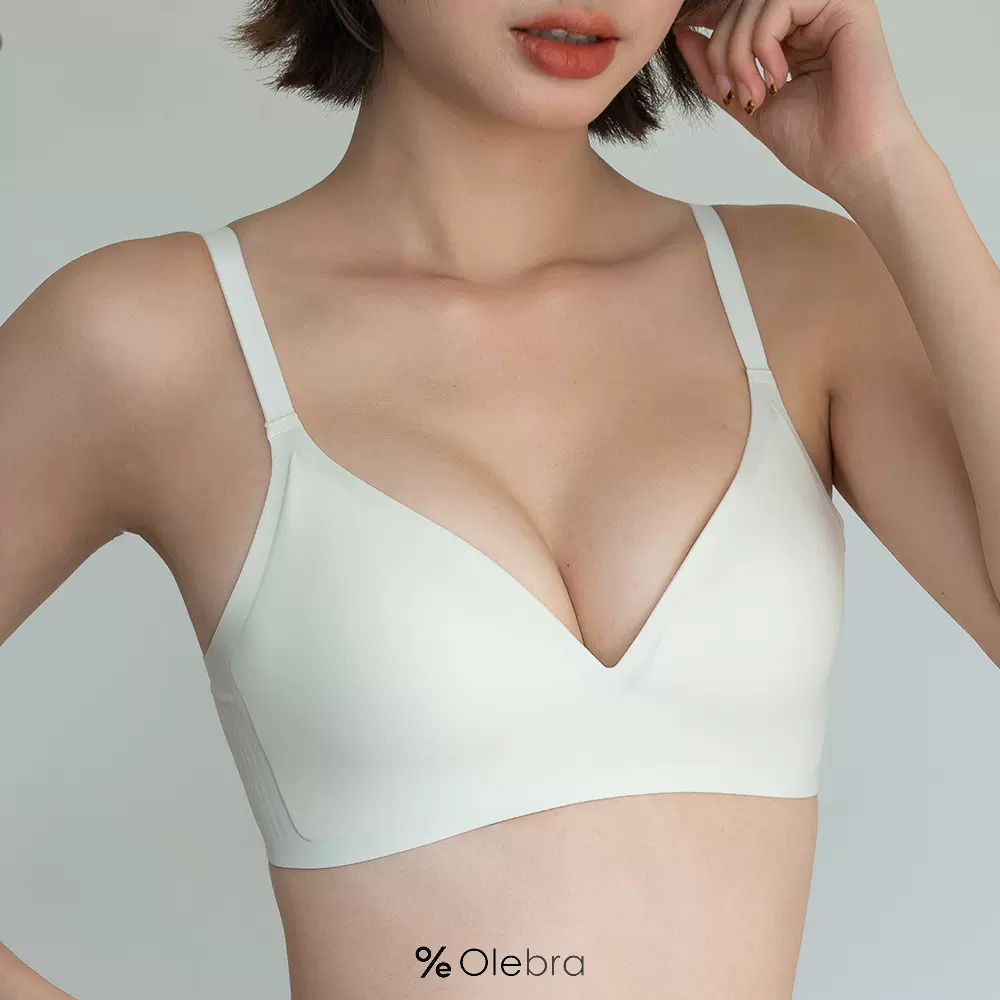 简约光面无痕内衣女一片式透气无钢圈聚拢防下垂侧收副乳舒适文胸