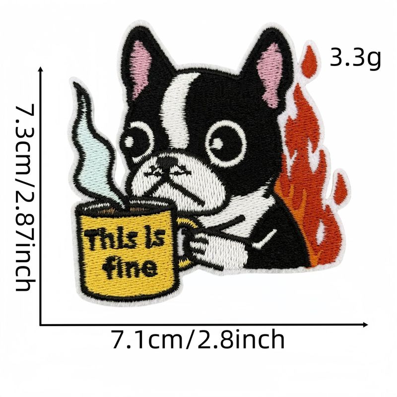 卡通火焰燃烧刺绣布贴趣味小狗补丁装饰电脑绣花熨烫贴片服装辅料|undefined