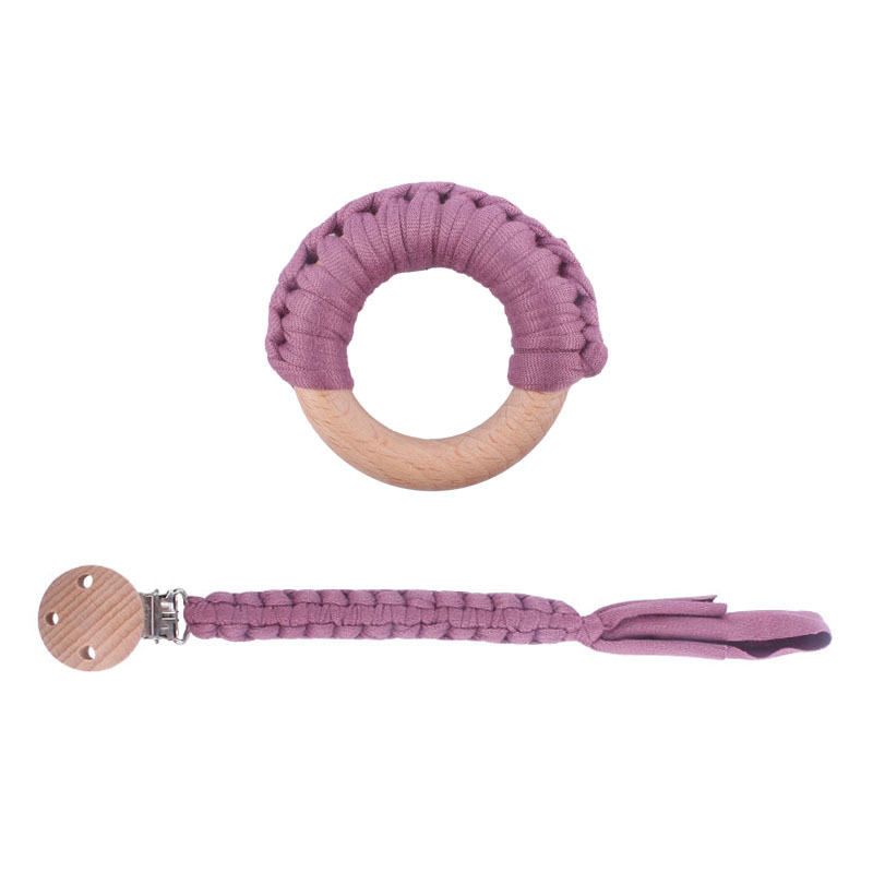 Nuevo bebé suministros haya clip calmante bebé algodón tejido chupete cadena haya anillo mordedor juguete traje