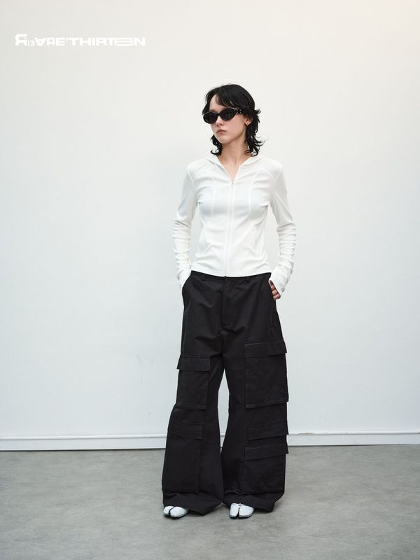 十三行R13美式复古高街多口袋工装休闲裤女oversize阔腿长裤25AW|undefined