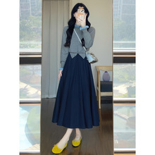 2025秋冬新款巨好看韩系小香风花边领针织开衫毛衣半身裙两件套装