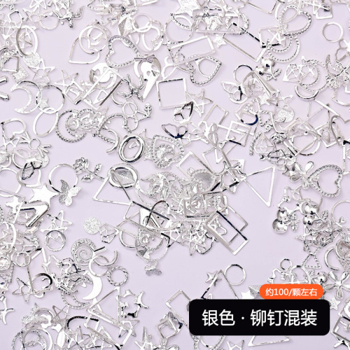 Japanese-style nail accessories with metal rivets, mixed punk retro hollow nail fashion mixed nail small accessories wholesale