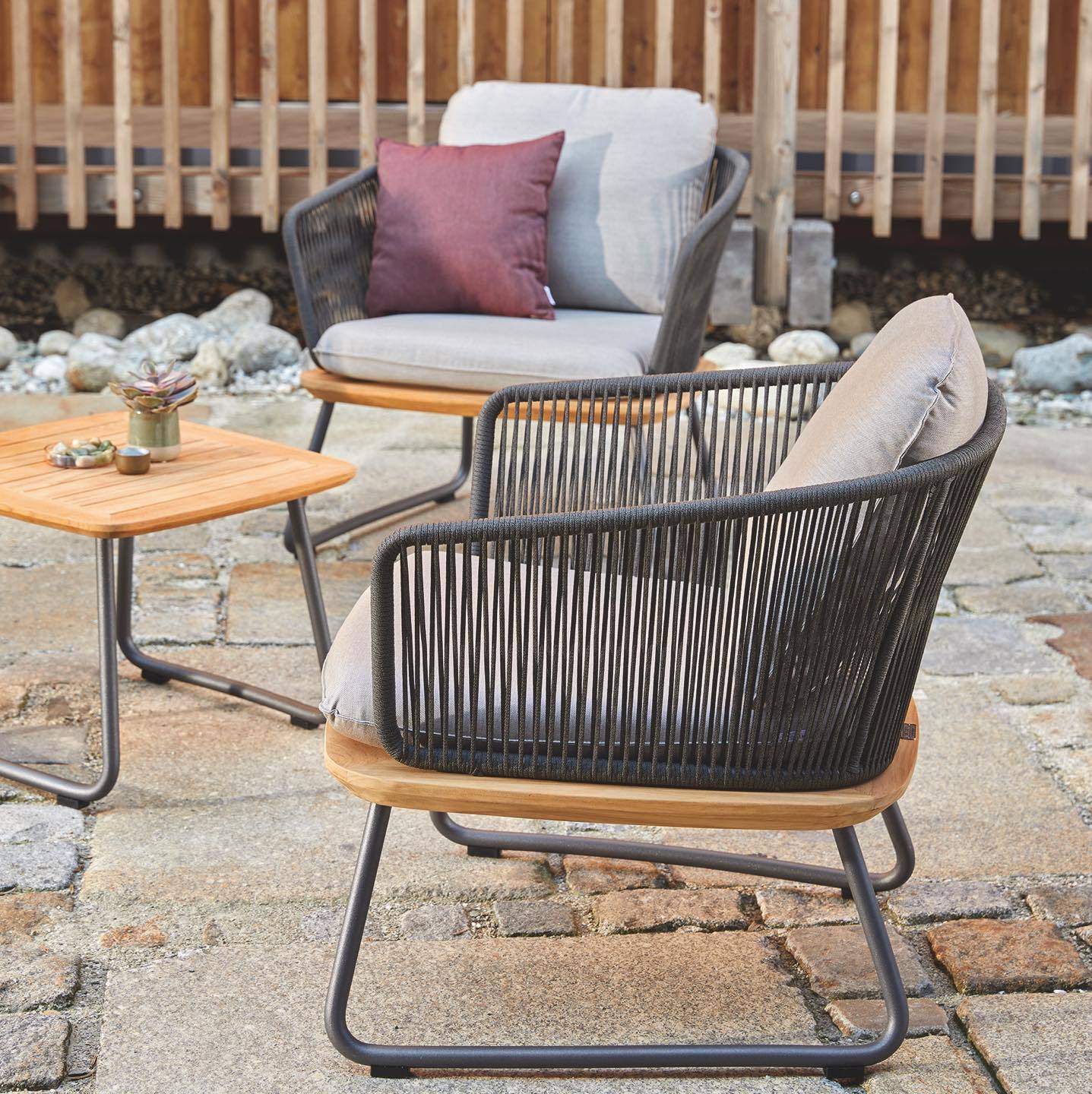 Sofá de ratán de teca al aire libre nórdico, villa de ocio al aire libre, balcón de jardín, combinación de muebles de teca de ratán a prueba de agua