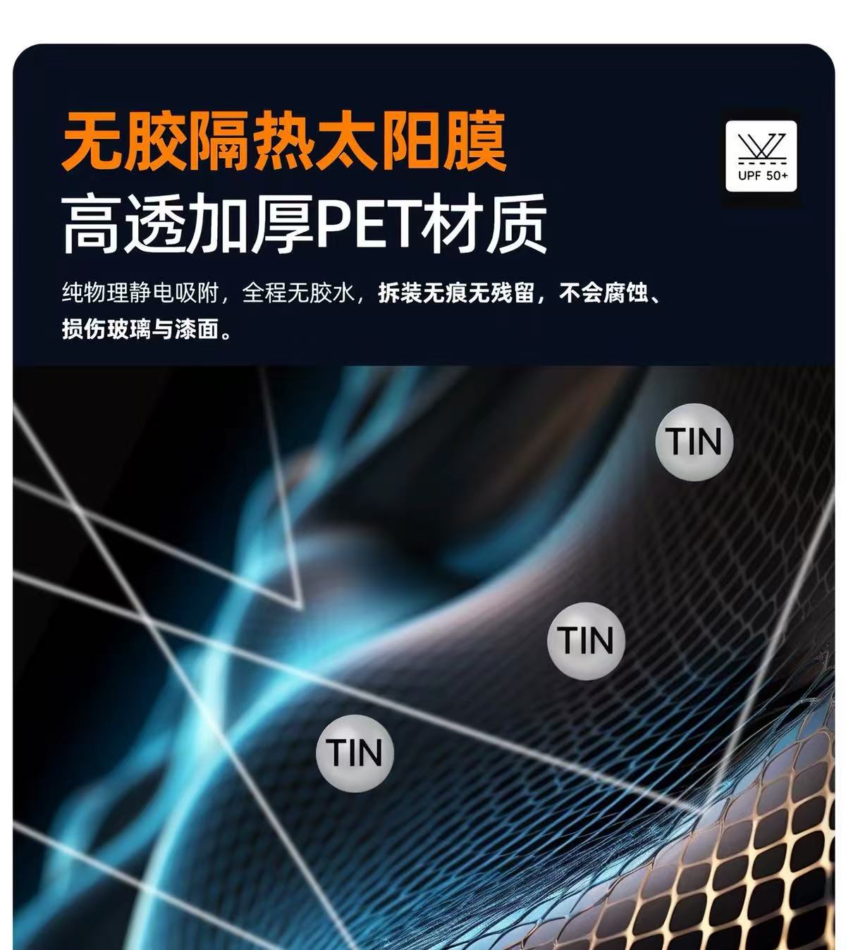 Self-adhesive electrostatic car film for rear side windows, insulating sun protection film, explosion-proof film, privacy film, glass sun protection