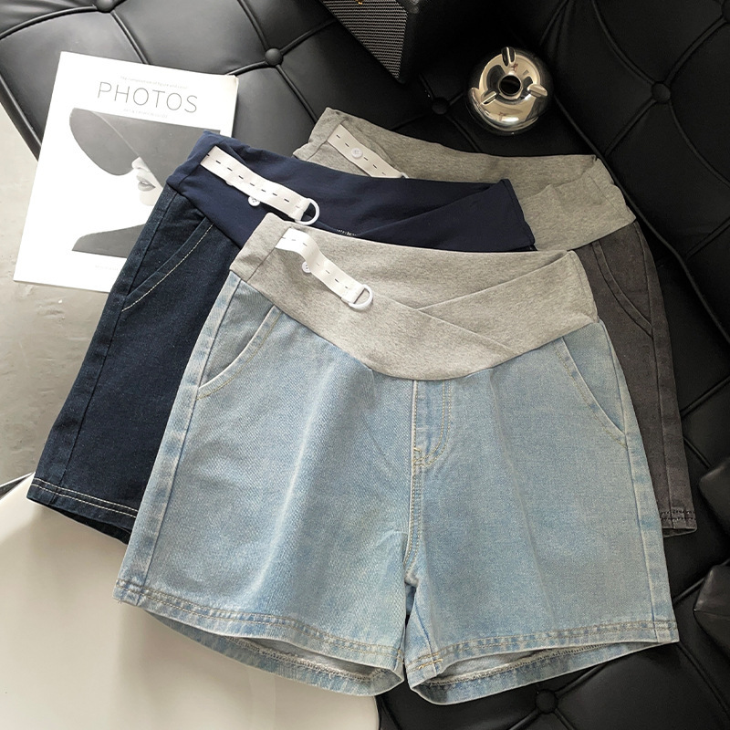 Pregnant Women's Shorts Women's Summer Outer Wear Thin Denim Wide Leg Pants Summer Casual Jeans Loose All-match Low-waist Pants
