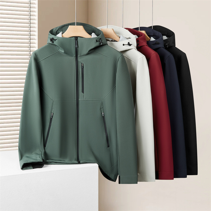 Soft Shell Jacket, Hooded Jacket, Velvet Corporate Workwear, Outdoor Clothing, Men's and Women's Autumn and Winter Clothing, Cross-Border Printed Logo