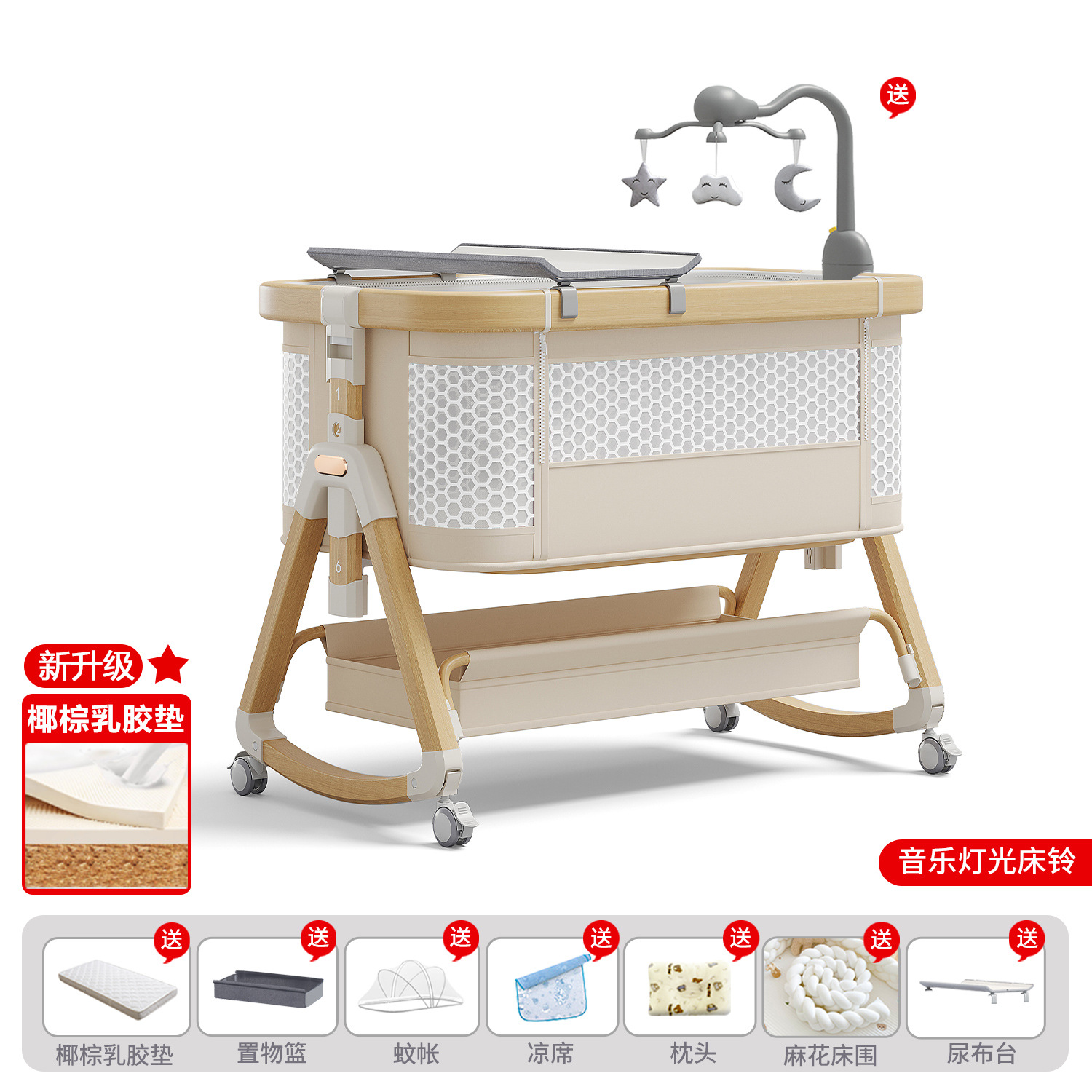 Cama de bebé móvil portátil cuna cama plegable multifuncional BB cama para recién nacidos empalme cama grande