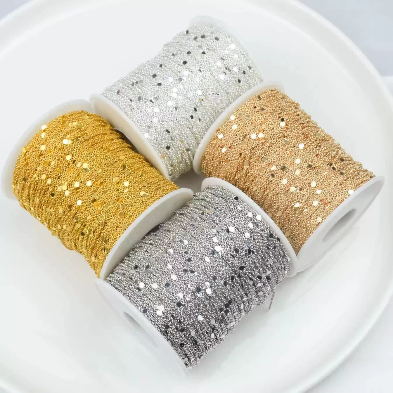 DIY chain pure copper dot rhinestone chain fine chain shimmering high-temperature color retention accessory pin tassel material