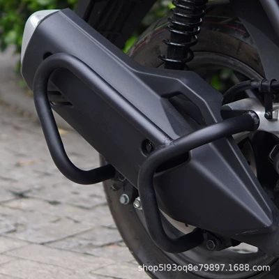 Motorcycle bumper Pcx160 Bumper Tail Rack Exhaust - matte-black-carbon-steel-exhaust-bar