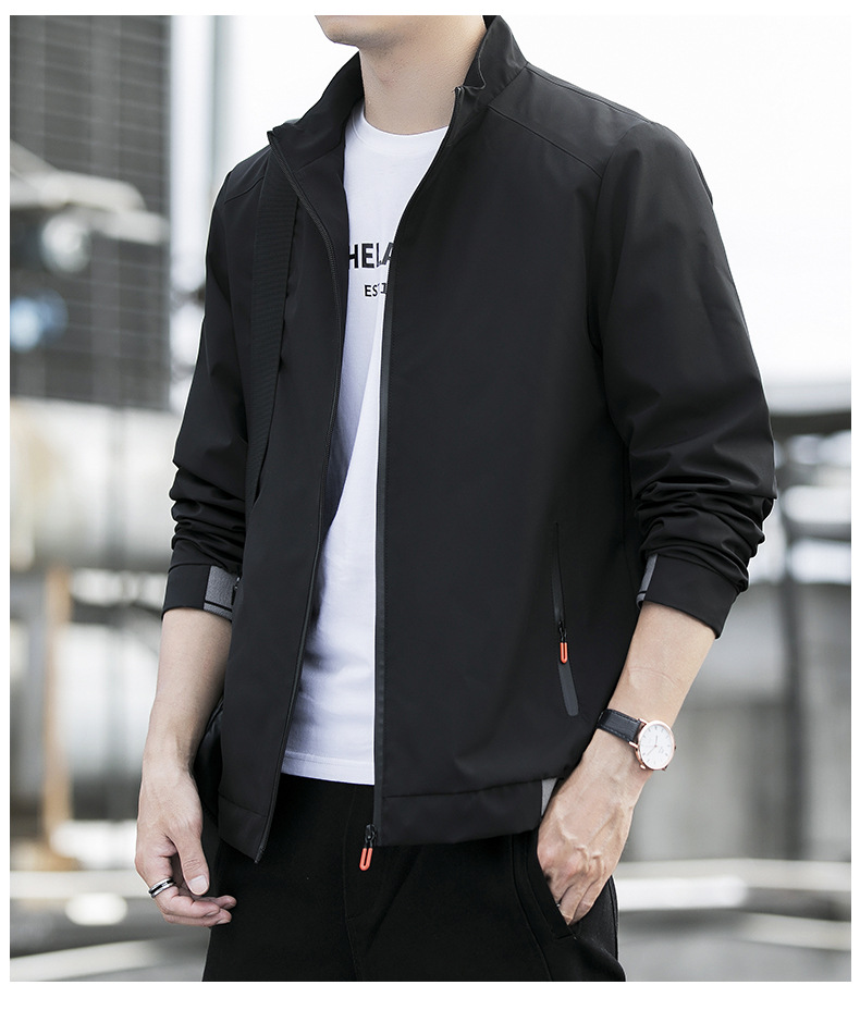 Fashionable Men's Spring And Autumn Jacket With Stand Up Collar_voghion.com
