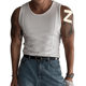 American Tough Guy Style Elastic Vertical Stripes Stitching Slim Knitted Vest Men's Fitness Sports Breathable Sweat-Absorbent Bottoming Shirt