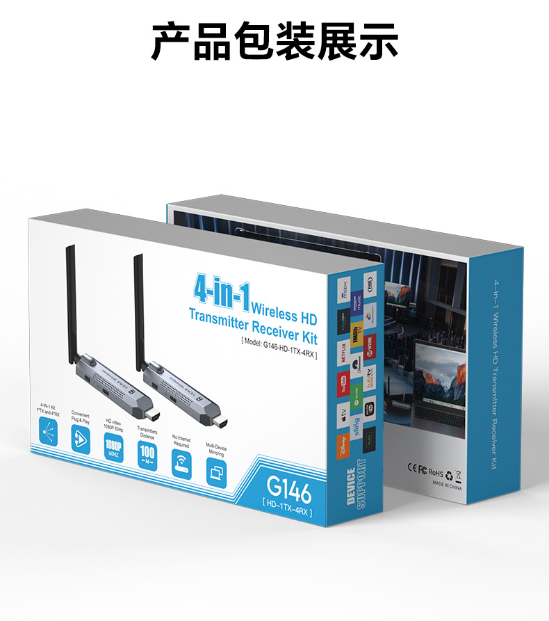Kabelloses Anzeigetagesgerät HDMI-Sender Empfänger Punkt-zu-Punkt WiFi 1080p HD Fernseh- und Projektionswiedergabegerät