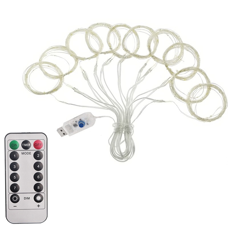 Control remoto USB transfronterizo 3*3 lámpara de alambre de cobre 300 cuentas cortina de luz de cadena de Navidad decoración de vacaciones de la boda LED luces decorativas de colores